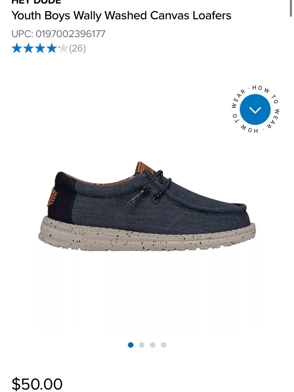 Hey Dude Navy Canvas Slip-On Loafers with Tan Accents